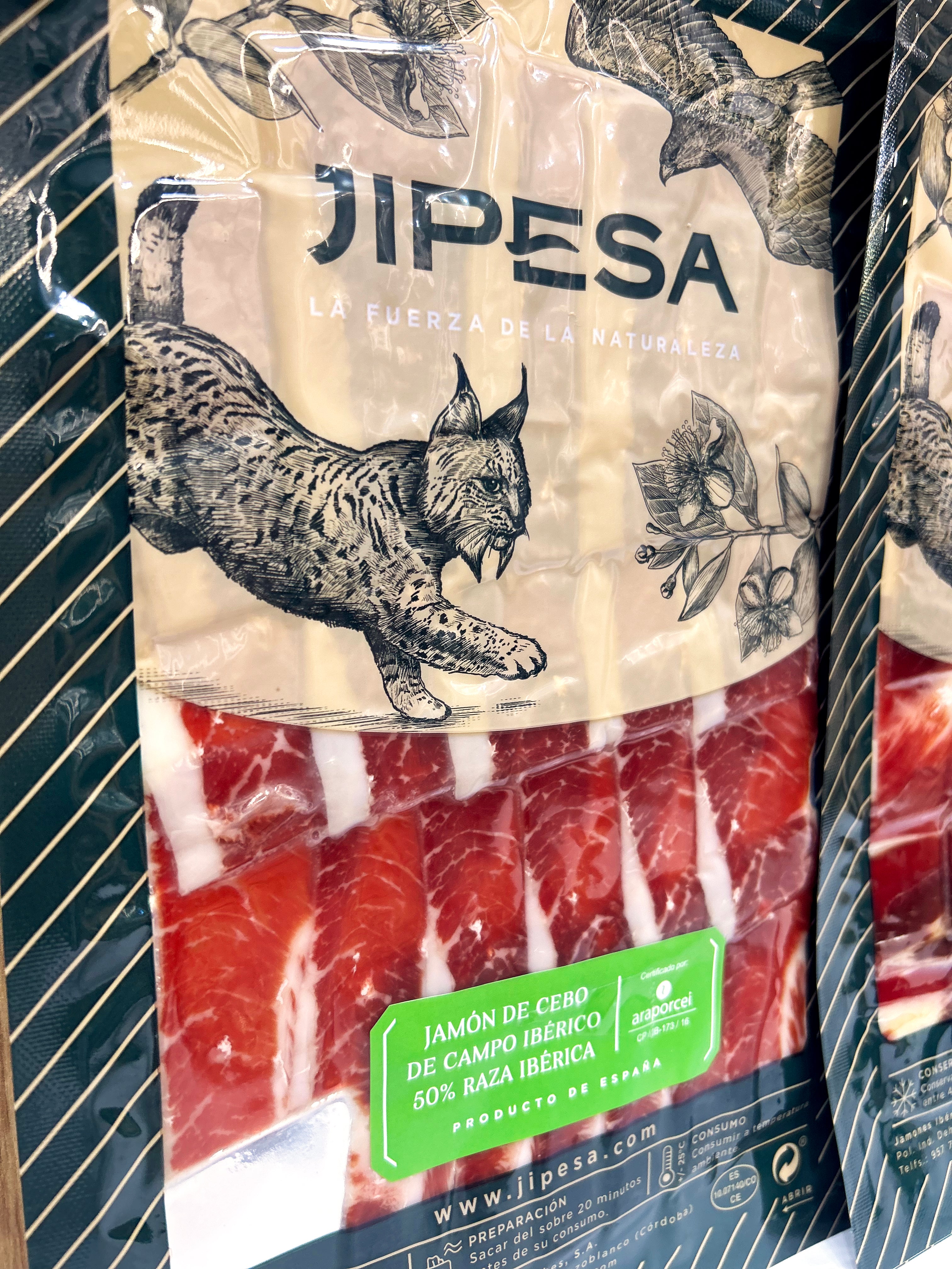 Jamón Cebo Campo Ibérico 50% raza Ibérica de (7 a 8 kg) - loncheado a máquina